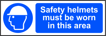 Safety helmets must be worn in this area - SAV (300 x 100mm)