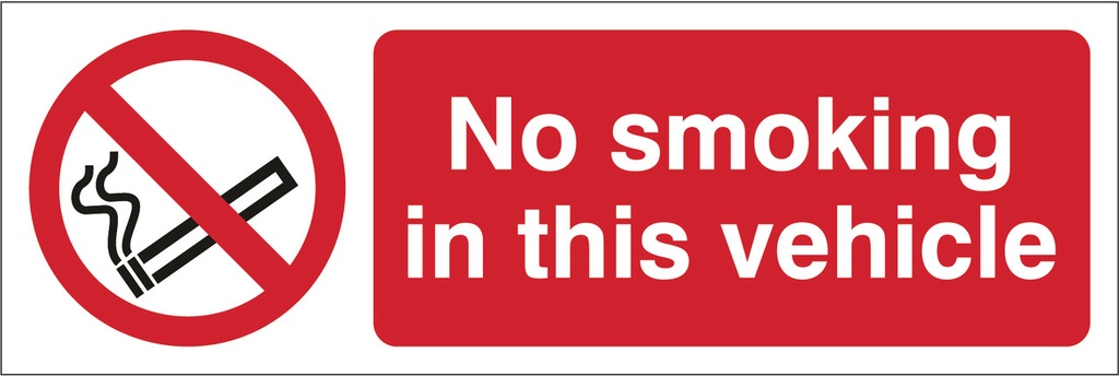 No smoking in this vehicle - SAV (150 x 50mm)