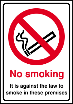 No smoking It is against the law to smoke in these premises - SAV (148 x 210mm)