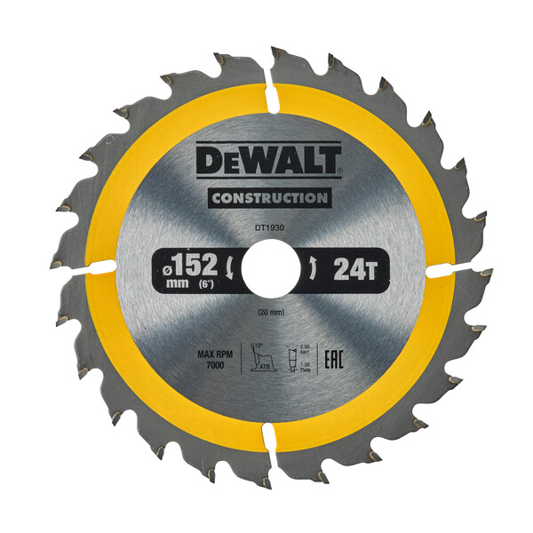 DeWalt Construction Circ Saw Blade 152x20mm 24T (Ac)