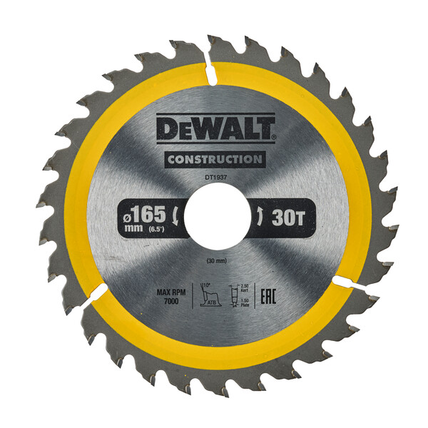 DeWalt Construction Circ Saw Blade 165x30mm 30T (Ac)