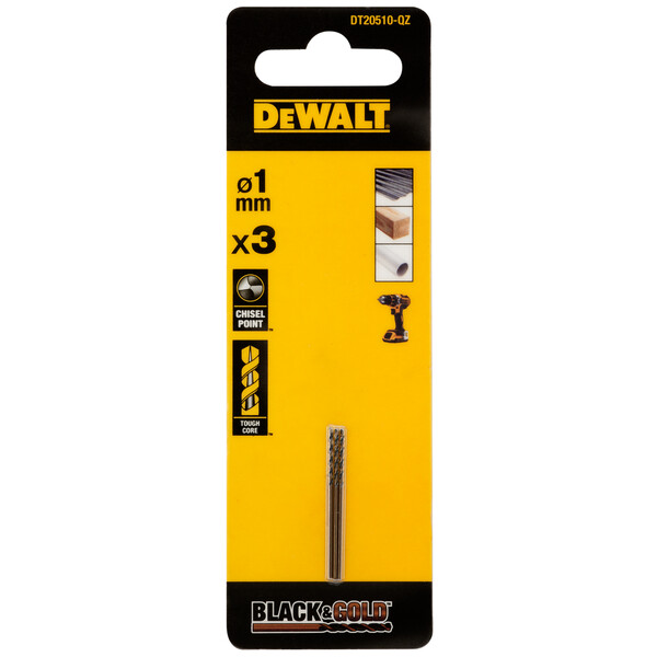 DeWalt 1mm Black Gold Hss Drill Bit 3pcs