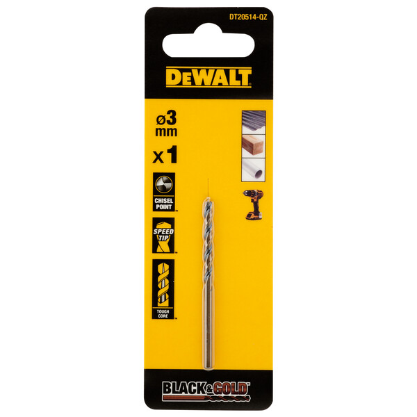 DeWalt 3mm Black Gold Hss Drill Bit