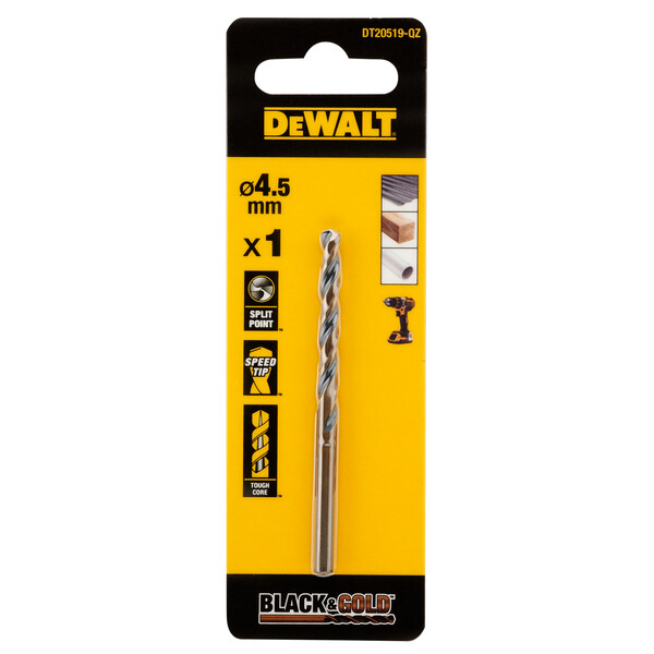 DeWalt 4.5mm Black Gold Hss Drill Bit