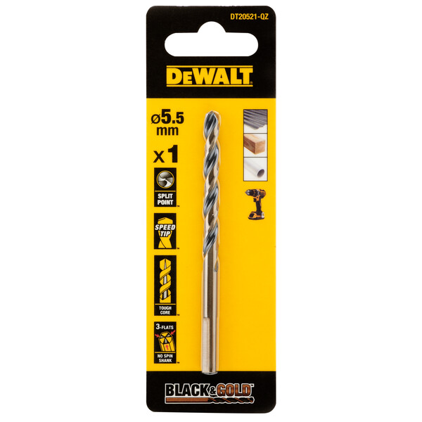 DeWalt 5.5mm Black Gold Hss Drill Bit