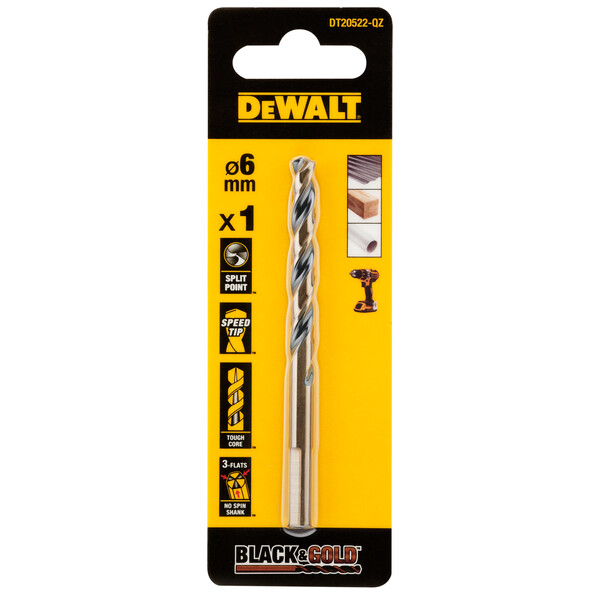 DeWalt 6mm Black Gold Hss Drill Bit