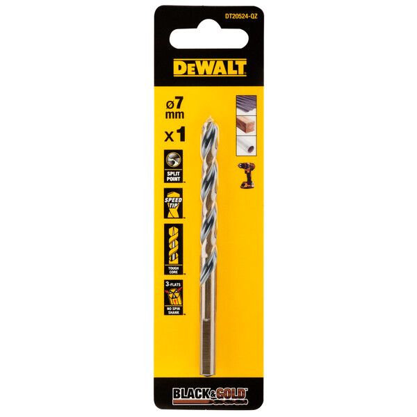 DeWalt 7mm Black Gold Hss Drill Bit