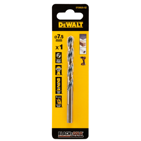 DeWalt 7.5mm Black Gold Hss Drill Bit