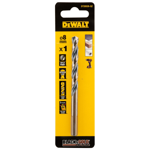 DeWalt 8mm Black Gold Hss Drill Bit