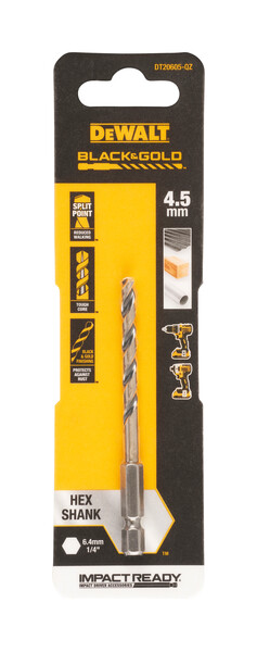 DeWalt 4.5mm Black and Gold Hex Drill Bit