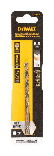 DeWalt 6.5mm Black and Gold Hex Drill Bit