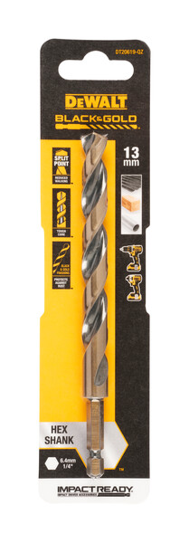 DeWalt 13.0mm Black and Gold Hex Drill Bit