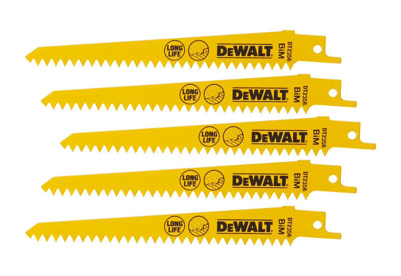 DeWalt 152mm Recip Specialist S628Df 5 Bi Metal Construction Blade For Splinter Free Cuts In Plaster.