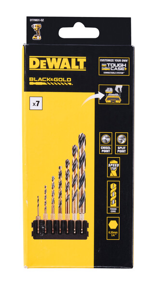 DeWalt 7pc Bit Bar + Black & Gold Hex Shank 2mm 3mm 4mm 5mm 6mm 8mm 10mm