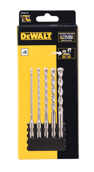 DeWalt 5pc Bit Bar + SDS Plus 5x160mm (x1) 6x160mm (x1) 8x160mm (x1) 10x160mm (x1) 12x160mm (x1)