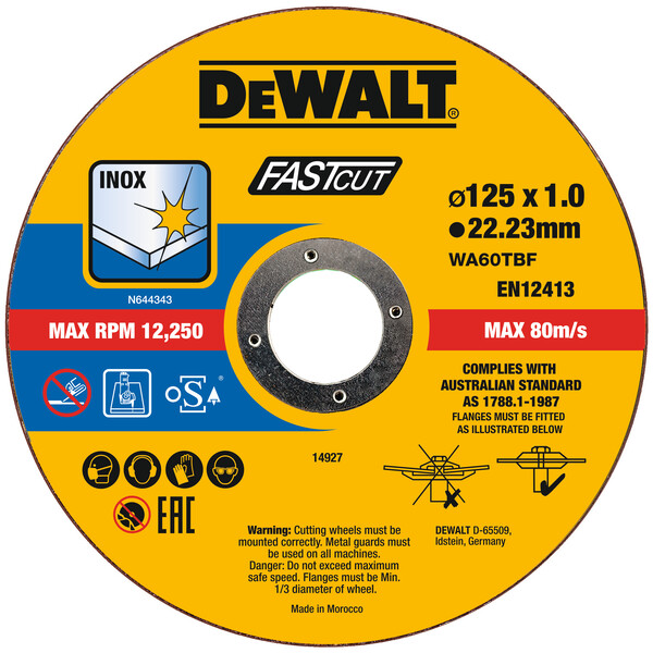 DeWalt 125x1mm Thin Fast Cut 100x Bucket