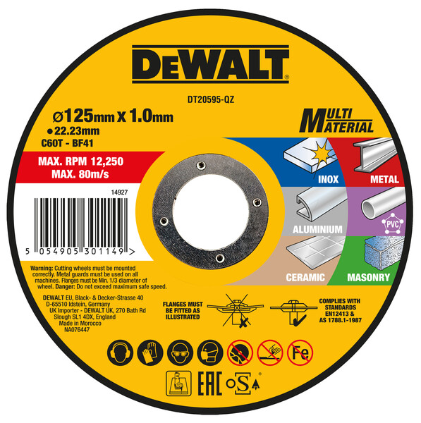 DeWalt 125mm Multi Material Bonded Cut Disc