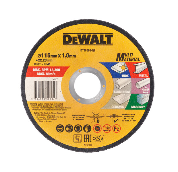 DeWalt 115mm Multi Material Bonded Cut Disc