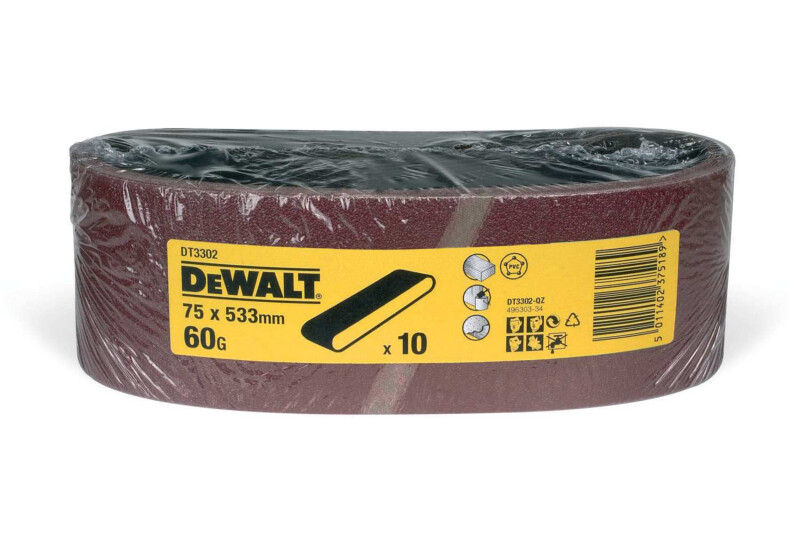 DeWalt Sanding Belts 75mmx533mm Grit 60 Pk 10