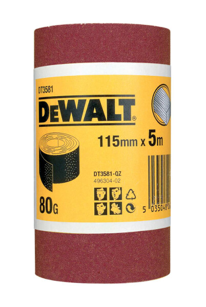 DeWalt Rolls - Half Sheet / Quarter Sheet 5Mx115mm Grit 80 Pk 1