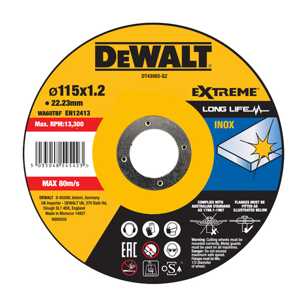 DeWalt Thin Cutting Metal 115mmx1.2mmx22.23mm - Inox