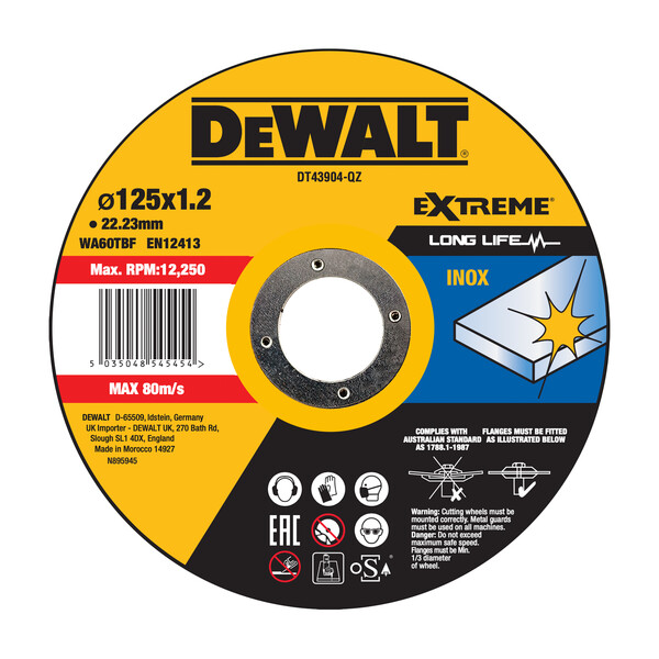 DeWalt Thin Cutting Metal 125mmx1.2mmx22.23mm - Inox