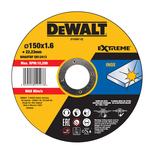 DeWalt Thin Cutting Metal 150mmx1.6mmx22.23mm - Inox