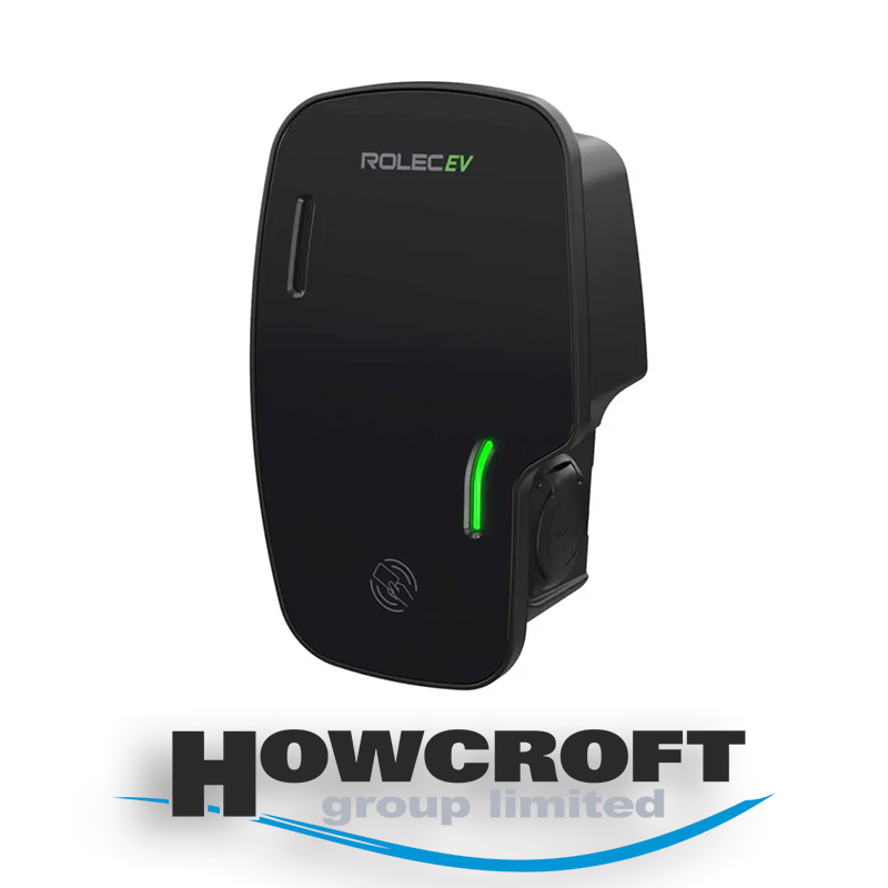 ROLEC 3140B EV Zura Smart EV charger 7.4kw Type 2 Socket Tethered Black Mode 3