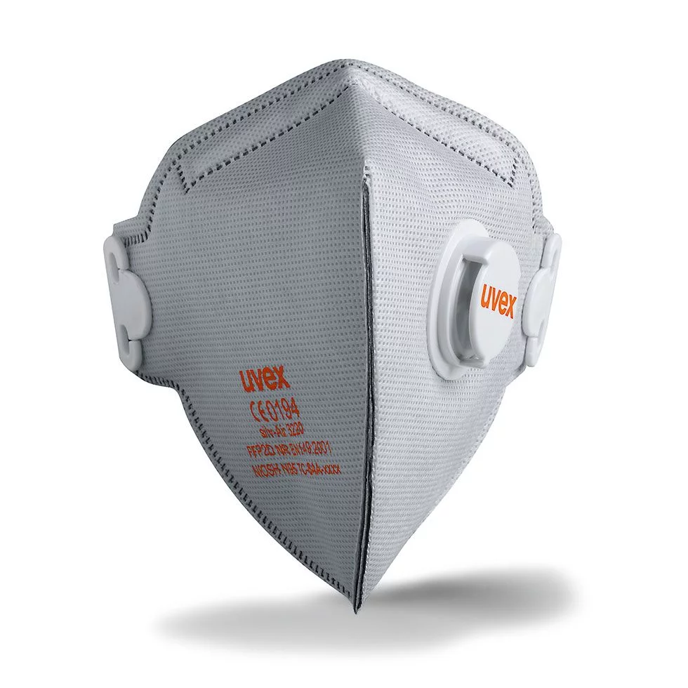 uvex silv-Air c 3220 FFP2 fold flat valved, carbon folding mask