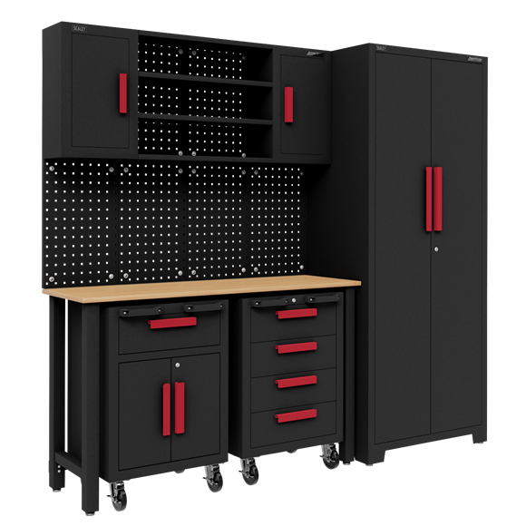Sealey APMS12OP Complete Garage Modular Custom Workshop Storage System with 2 Mobile Trolleys