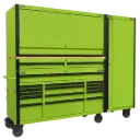 Sealey AP6115BECOMBO2 Custom Workshop Mobile Trolley with Wooden Worktop, Hutch, 2 Drawer Riser & Side Locker 15 Drawer 1549mm