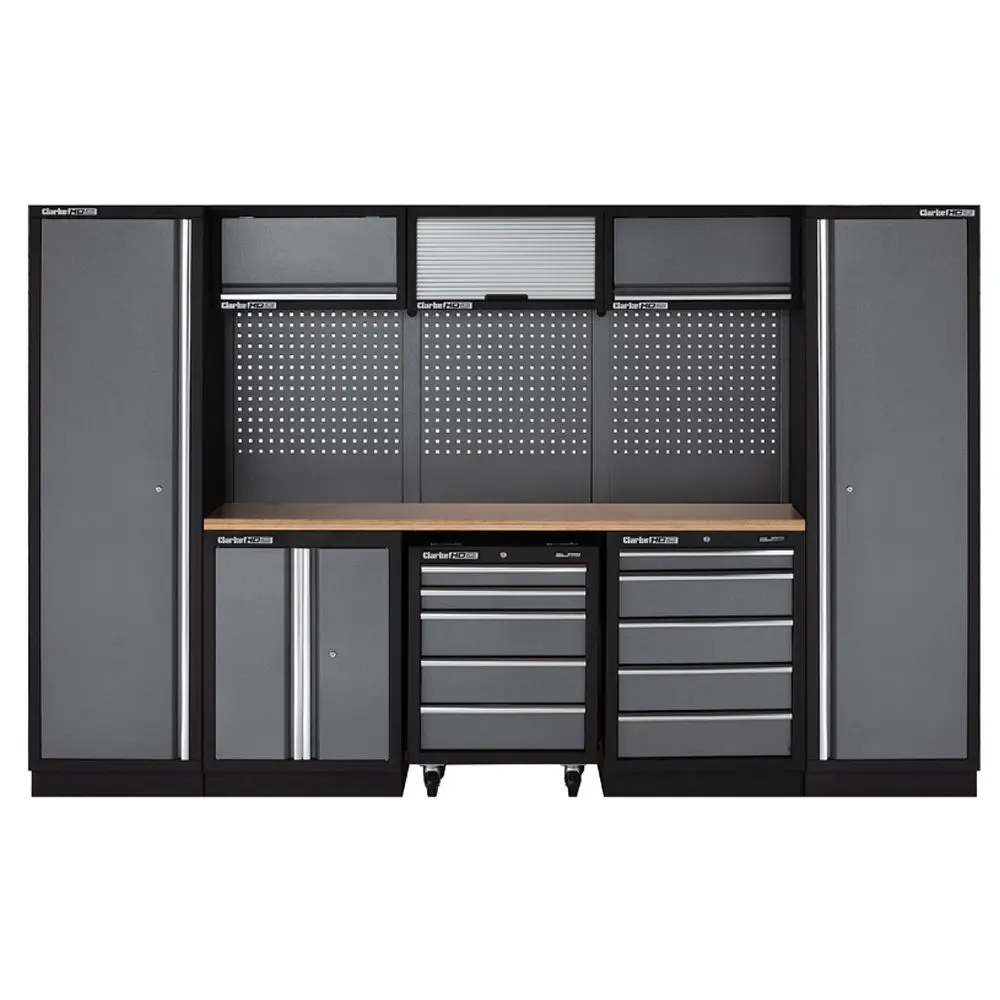 Clarke 7632899 COMBGSM03 Modular Custom Workshop Storage System 16 Piece Package Wooden Worktops