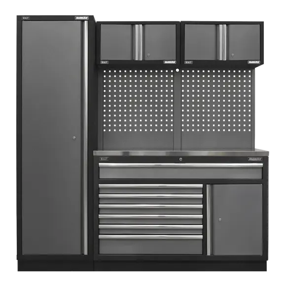 Sealey APMSSTACK10SS Custom Workshop Storage System with Stainless Steel Worktop 1.96m