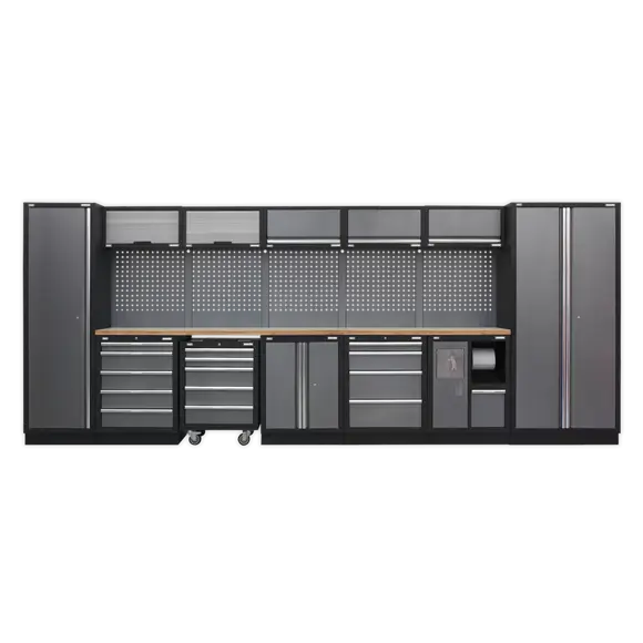 Sealey APMSSTACK01W Custom Workshop Storage System with Wood Worktop 4.92m