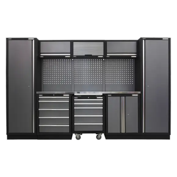 Sealey APMSSTACK01W Custom Workshop Storage System with Stainless Worktop 3.24m