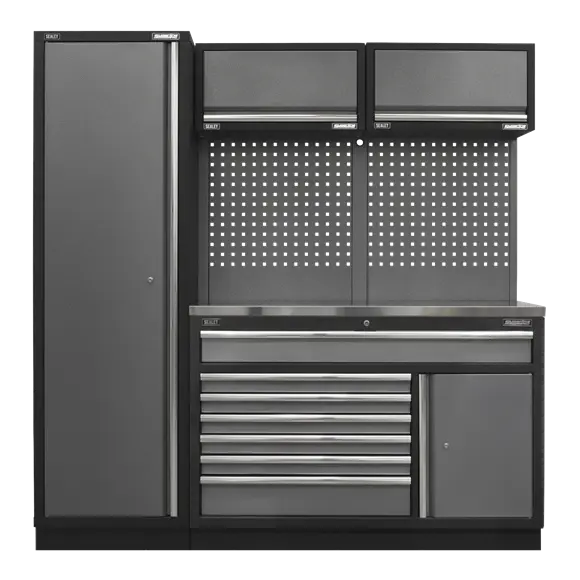 Sealey APMSSTACK09SS Custom Workshop Storage System with Stainless Steel Worktop 1.96m