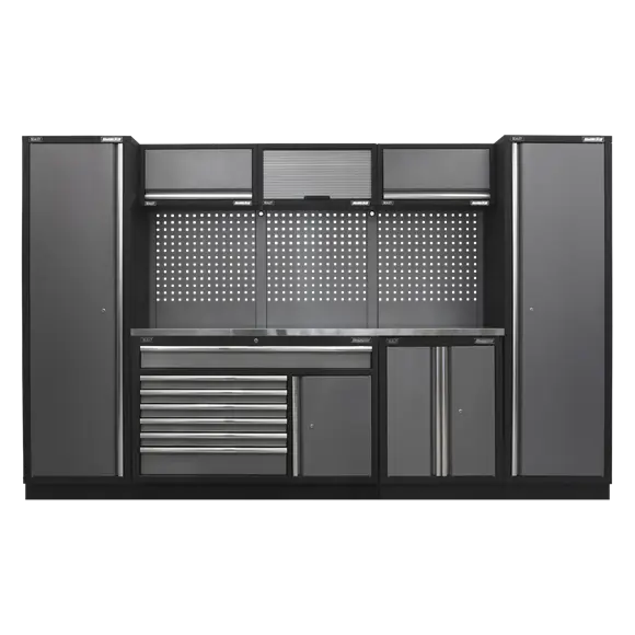 Sealey APMSSTACK13SS Custom Workshop Storage System with Stainless Steel Worktop 3.24m