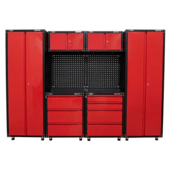 Sealey American Pro APMS80COMBO2 Red Custom Workshop Garage Modular  Storage System 2.6m
