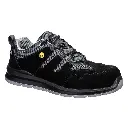 PORTWEST FE07 - Composite Cow Suede Leather Safety Trainers S1 ESD SR FO Black/Grey / Black/Orange 36 - 48 PPE Footwear
