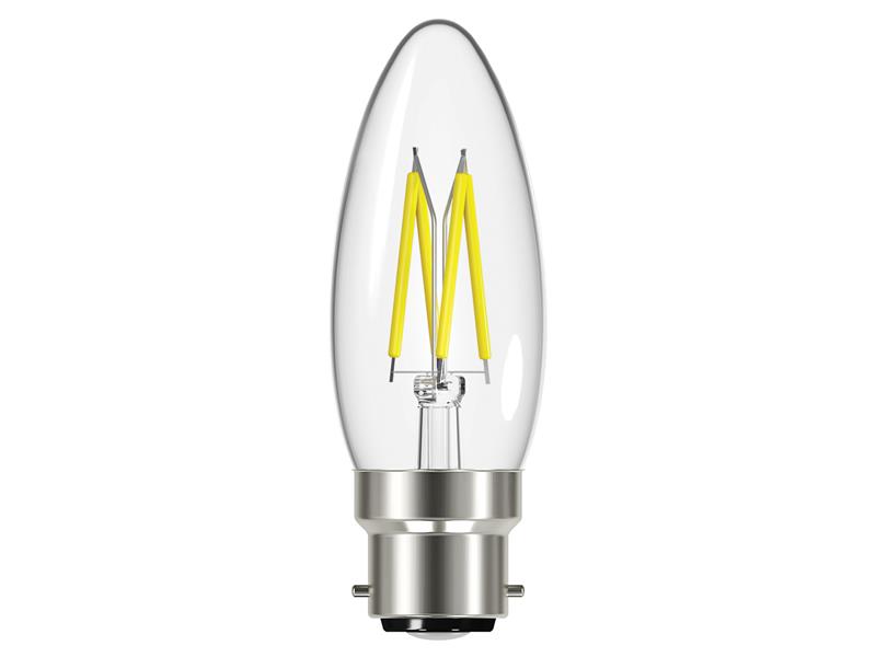 LED BC (B22) Candle Filament Dimmable Bulb, Warm White 470 lm 4W