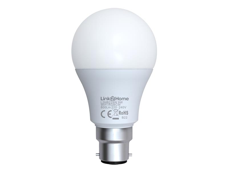 Wi-Fi LED BC (B22) Opal GLS Dimmable Bulb, White + RGB 800 lm 9W