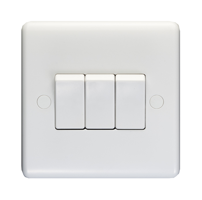 Enhance White Plastic 10A 3 Gang 2 Way Switch