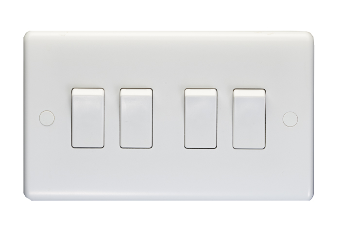 Enhance White Plastic 10A 4 Gang 2 Way Switch