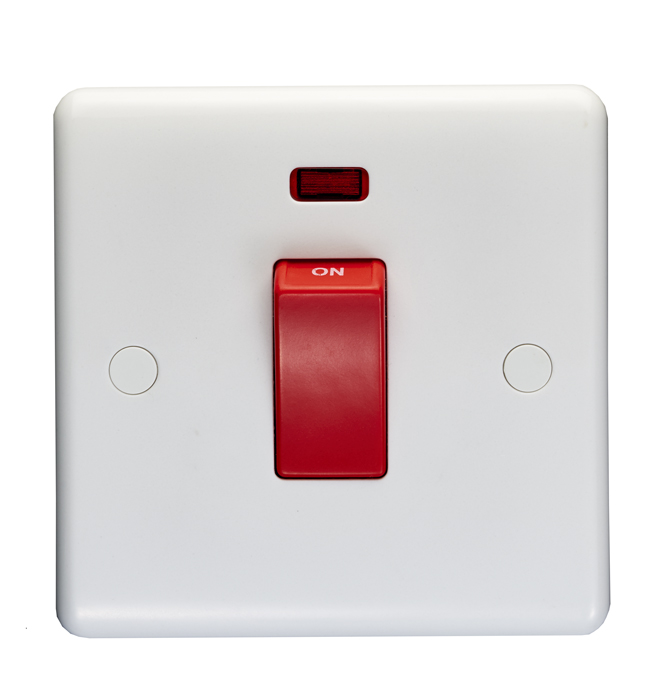 Enhance White Plastic 45A Dp Switch With Neon Single Plate