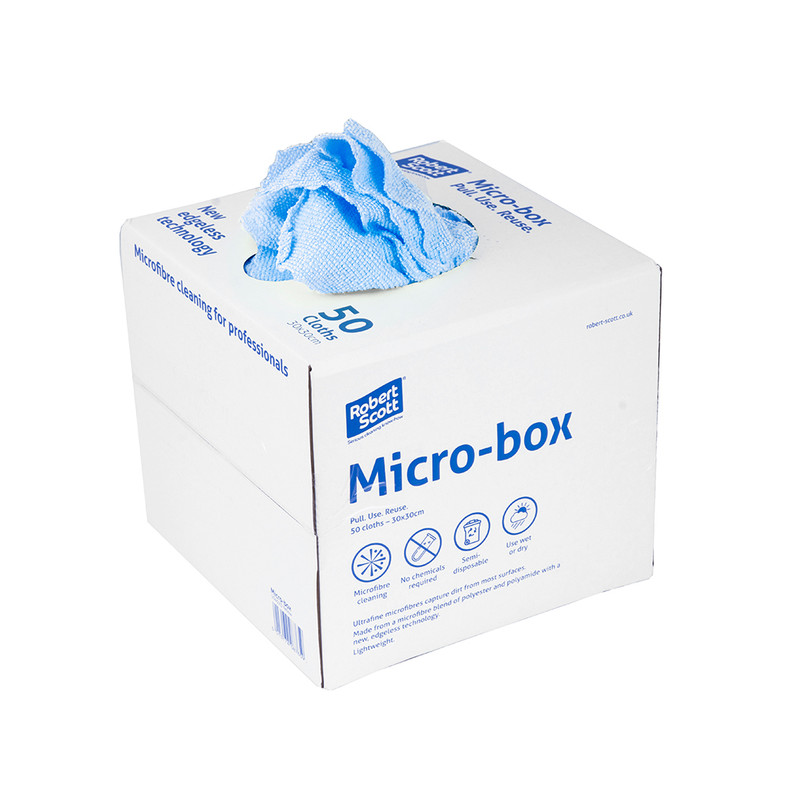 Micro-Box Microfibre Cloths (Single 50pc Box) Blue