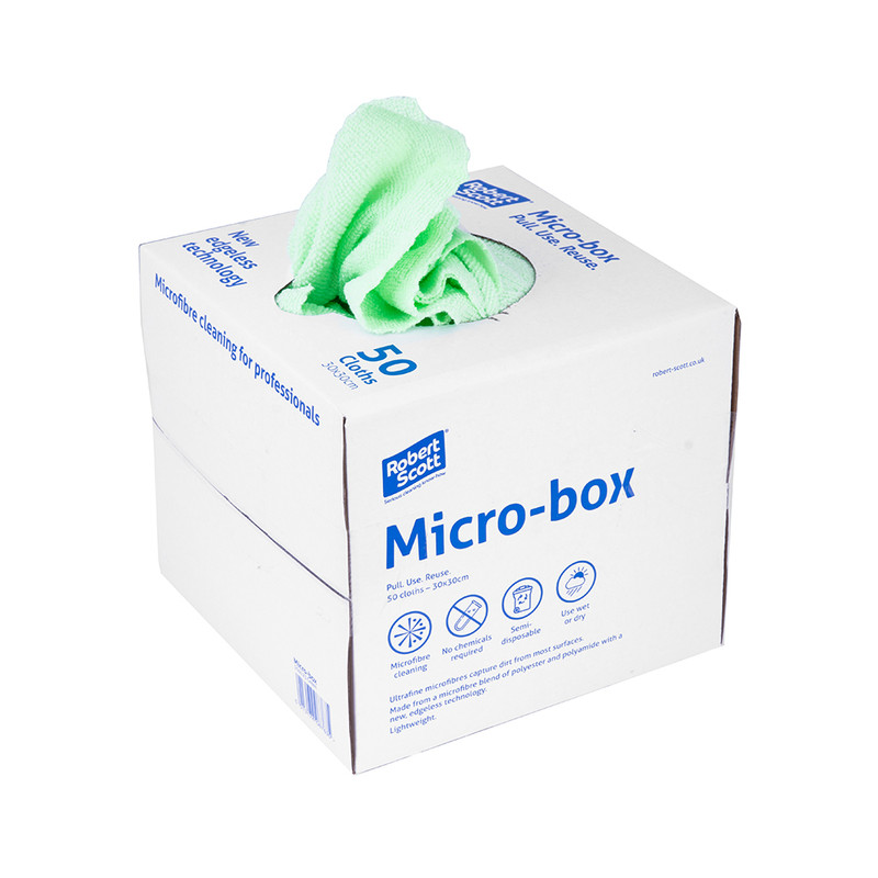 Micro-Box Microfibre Cloths (Single 50pc Box) Green