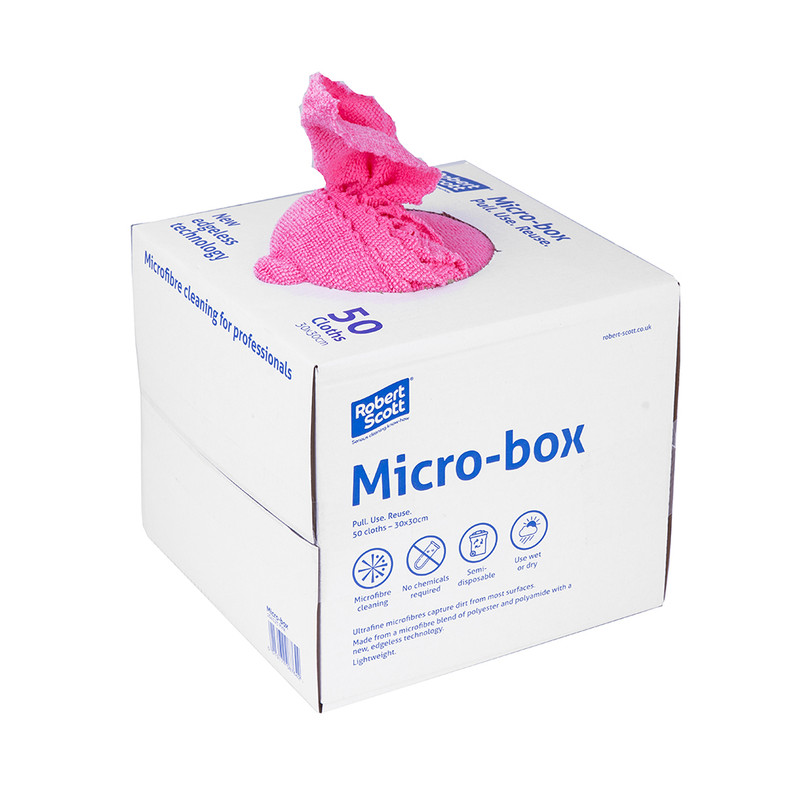 Micro-Box Microfibre Cloths (Single 50pc Box) Red