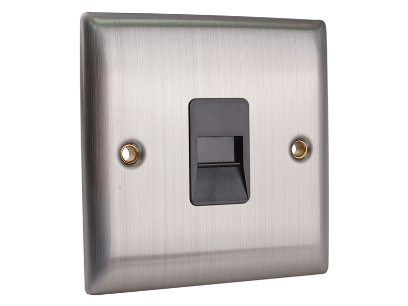 Master Telephone Outlet Brushed Steel