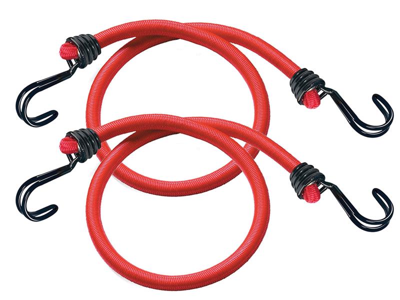 Twin Wire Bungee Cord 60cm Red 2 Piece