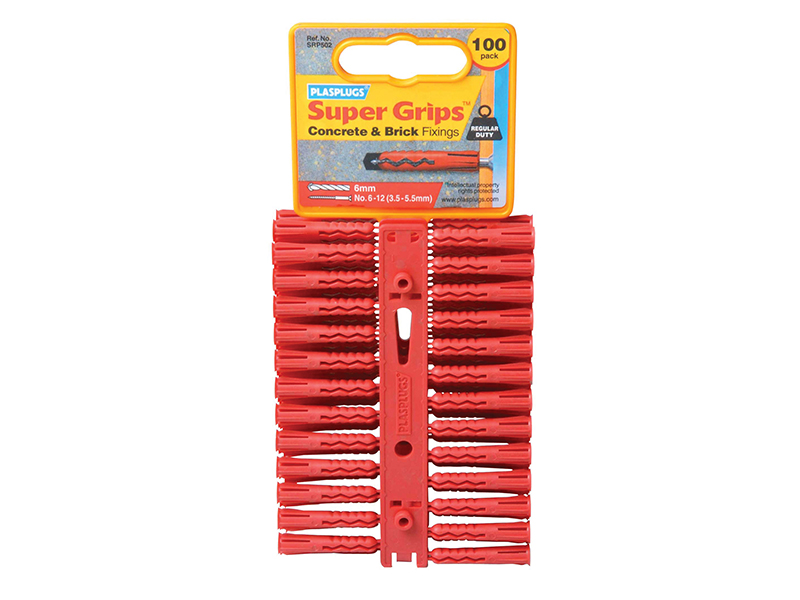 SRP 502 Solid Wall Super Grips Fixings Red (100)